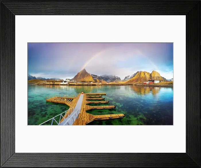 Framed Print : Sakrisoy with rainbow, Moskenes, Moskenesoya, Nordland, Lofoten, Norway Framed Print : Sakrisoy with rainbow, Moskenes, Moskenesoya, Nordland, Lofoten, Norway