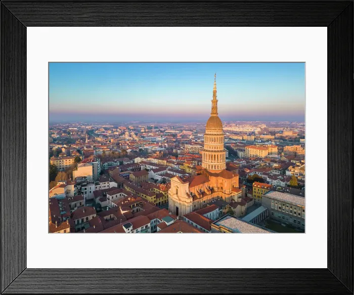 Framed Print : Aerial view of the Antonelli's dome and San Gaudenzio Basilica, at sunset in winter. Novara, Piedmont, Italy Framed Print : Aerial view of the Antonelli's dome and San Gaudenzio Basilica, at sunset in winter. Novara, Piedmont, Italy