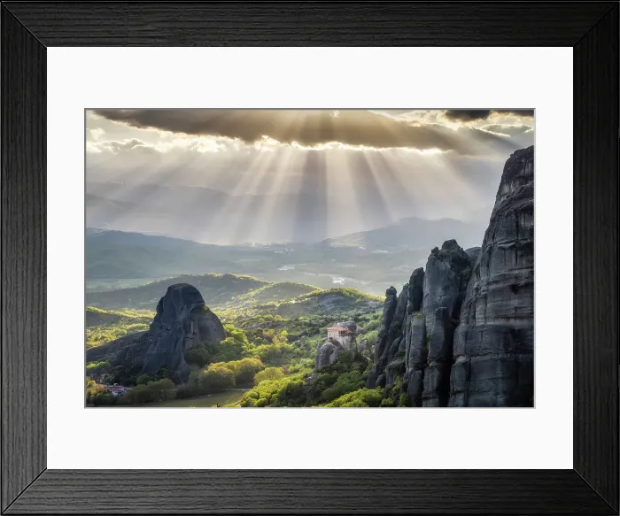 Framed Print : Sun rays over Meteora, Greece Framed Print : Sun rays over Meteora, Greece