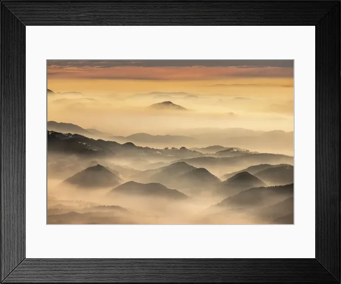 Framed Print : Dawn over the foothills of the Kamnik Savinja Alps from Kravavec, Slovenia Framed Print : Dawn over the foothills of the Kamnik Savinja Alps from Kravavec, Slovenia