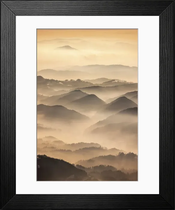 Framed Print : Dawn over the foothills of the Kamnik Savinja Alps from Kravavec, Slovenia Framed Print : Dawn over the foothills of the Kamnik Savinja Alps from Kravavec, Slovenia
