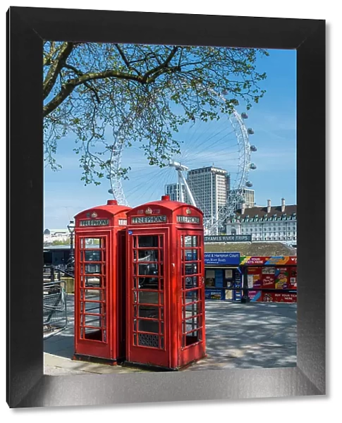 Red telephone box, Embankment, London, England, UK