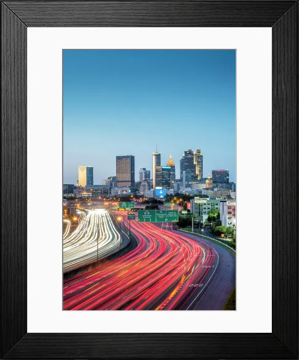 Framed Print : USA, Atlanta, Georgia, Downtown Skyline, Interstate 75, Fulton County, Dusk Framed Print : USA, Atlanta, Georgia, Downtown Skyline, Interstate 75, Fulton County, Dusk