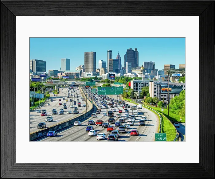 Framed Print : USA, Atlanta, Georgia, Downtown Skyline, Interstate 75, Fulton County Framed Print : USA, Atlanta, Georgia, Downtown Skyline, Interstate 75, Fulton County