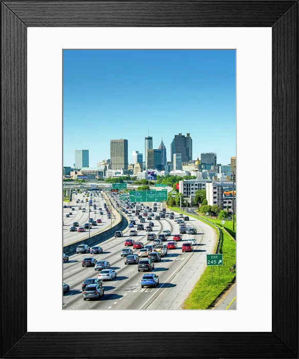 Framed Print : USA, Atlanta, Georgia, Downtown Skyline, Interstate 75, Fulton County Framed Print : USA, Atlanta, Georgia, Downtown Skyline, Interstate 75, Fulton County