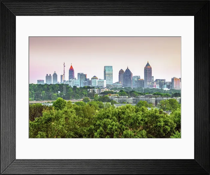Framed Print : USA, Atlanta, Georgia, Downtown Skyline, Wooded Residential Neighborhood, Fulton County, Dusk Framed Print : USA, Atlanta, Georgia, Downtown Skyline, Wooded Residential Neighborhood, Fulton County, Dusk