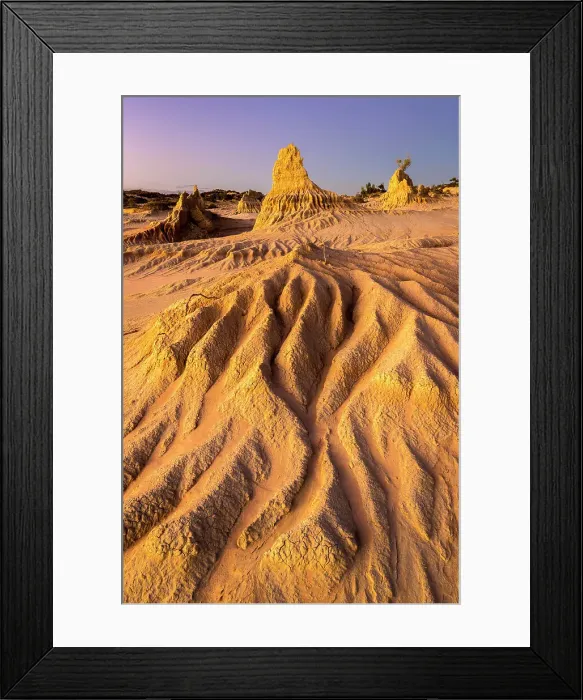 Framed Print : Eroded landscape known as the Walls of China in Lake Mungo at dusk, Mungo National Park, New South Wales, Australia Framed Print : Eroded landscape known as the Walls of China in Lake Mungo at dusk, Mungo National Park, New South Wales, Australia