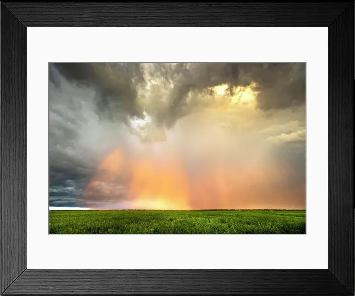 Framed Print : Storm clouds and rainbow over Swim Creek floodplain, Bamurru Plains, Northern Territory, Australia