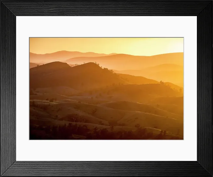 Framed Print : Rolling hills on Arkaba Conservancy at sunrise, Flinders Ranges, South Australia, Australia