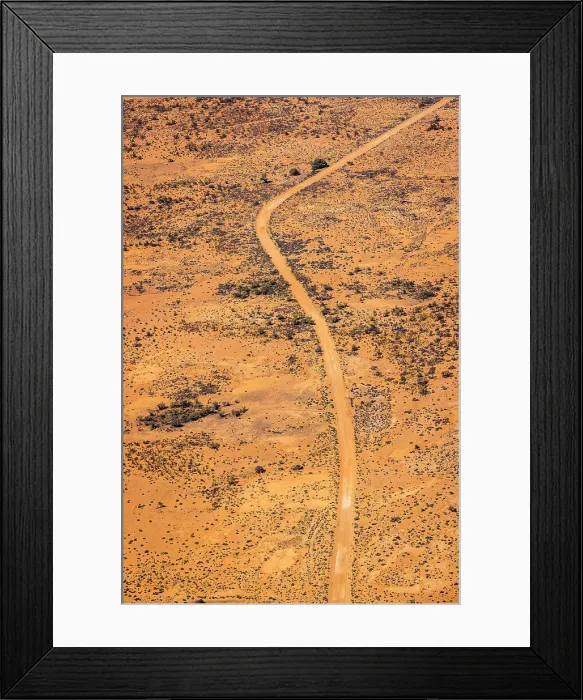 Framed Print : Aerial of outback dirt road, Menindee Lakes, New South Wales, Australia Framed Print : Aerial of outback dirt road, Menindee Lakes, New South Wales, Australia