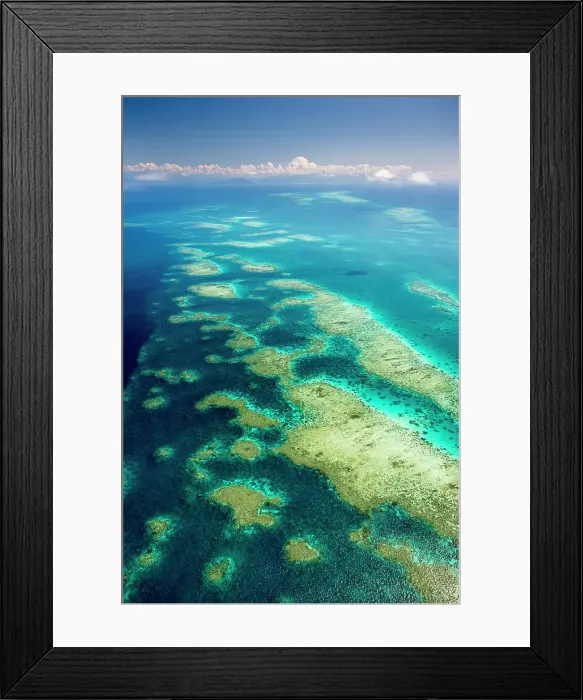 Framed Print : Aerial of the Great Barrier Reef, Queensland, Australia Framed Print : Aerial of the Great Barrier Reef, Queensland, Australia