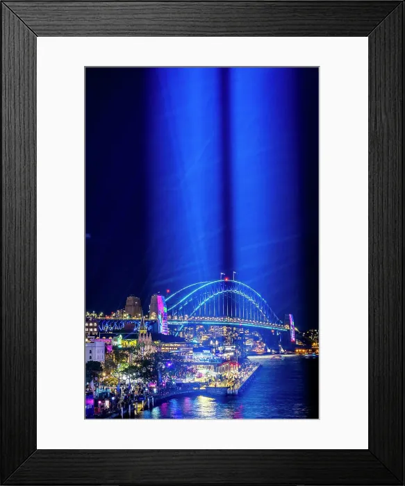 Framed Print : Laser light show over Harbour Bridge during the Vivid Sydney festival, Sydney, New South Wales, Australia Framed Print : Laser light show over Harbour Bridge during the Vivid Sydney festival, Sydney, New South Wales, Australia