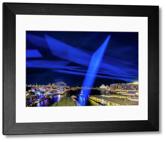 Framed Print : Laser light show over Harbour Bridge and Opera House during the Vivid Sydney festival, Sydney, New South Wales, Australia Framed Print : Laser light show over Harbour Bridge and Opera House during the Vivid Sydney festival, Sydney, New South Wales, Australia