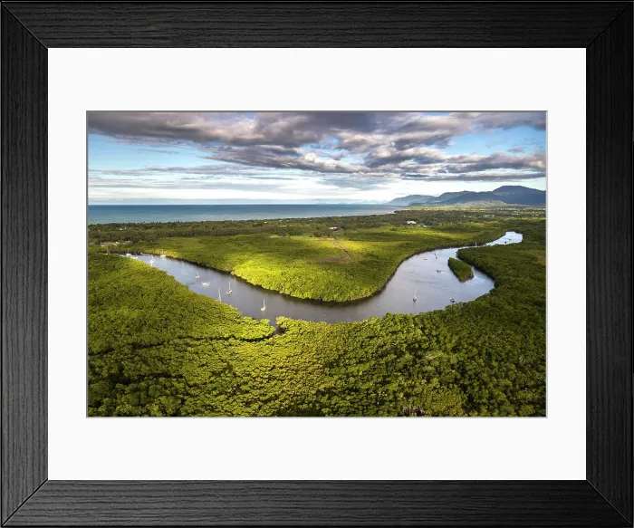 Framed Print : Aerial of mangroves and Packers Creek, Port Douglas, Queensland, Australia
