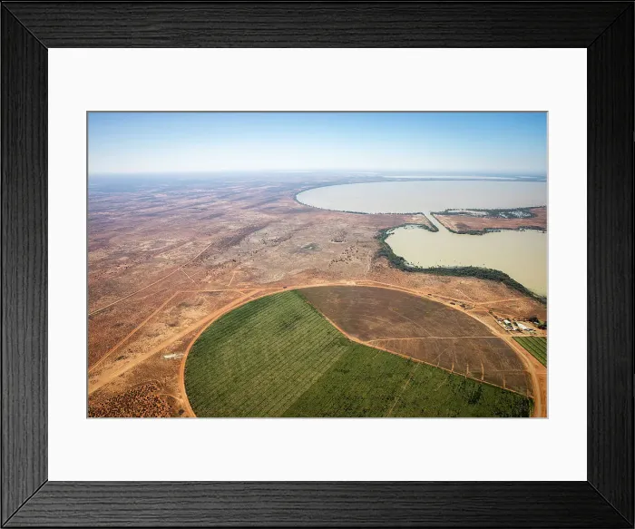 Framed Print : Aerial of farmland, Menindee Lakes, New South Wales, Australia Framed Print : Aerial of farmland, Menindee Lakes, New South Wales, Australia