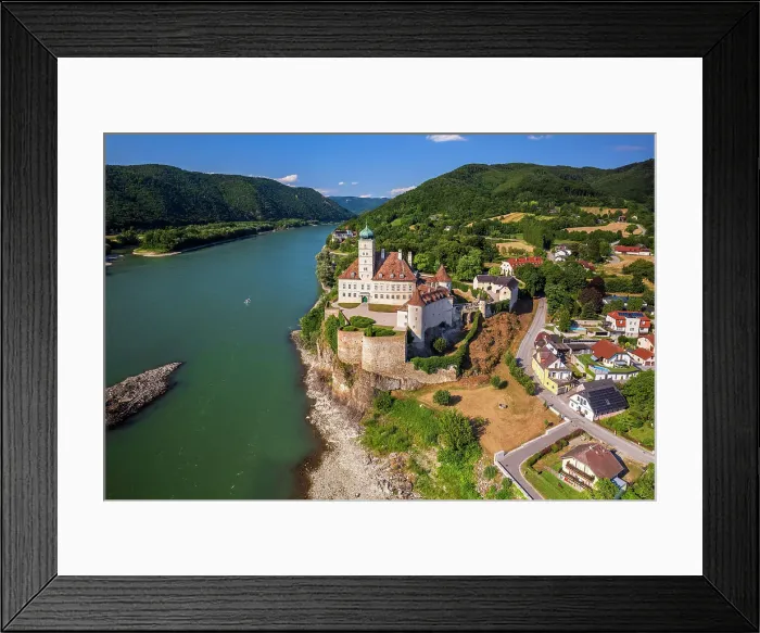 Framed Print : Aerial view of Schloss Schonbuhel castle, Schonbuhel-Aggsbach, Lower Austria, Austria