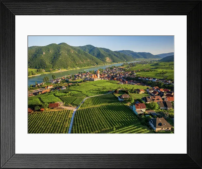 Framed Print : Aerial view of Weissenkirchen in der Wachau, Lower Austria, Austria