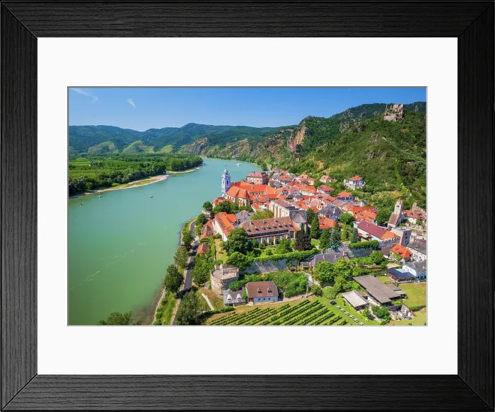 Framed Print : Aerial view of Durnstein, Lower Austria, Austria
