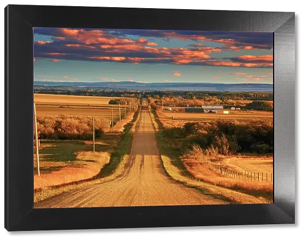 Country road at sunset Grande Prairie, Alberta, Canada