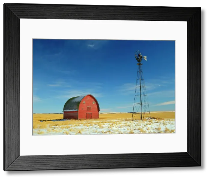 Framed Print : Red barn and windmill Vulcan, Alberta, Canada Framed Print : Red barn and windmill Vulcan, Alberta, Canada