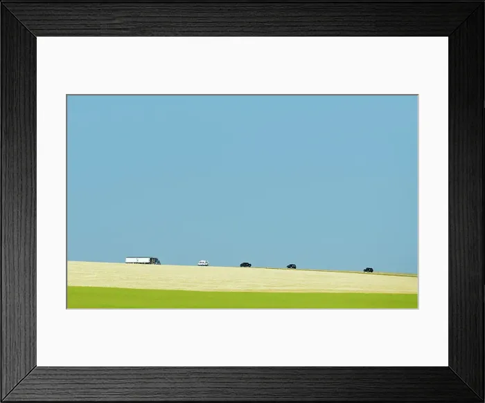 Framed Print : Vehicles on Highway 24 Mossleigh, Alberta, Canada
