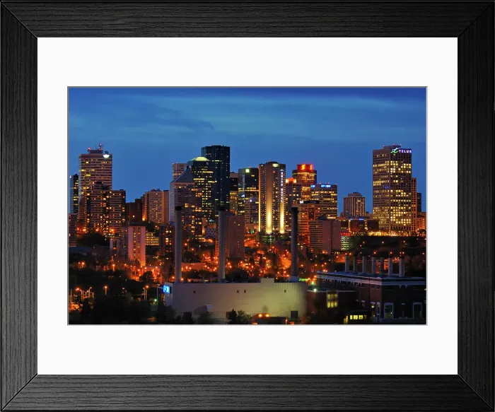 Framed Print : Edmonton City skyline at dusk