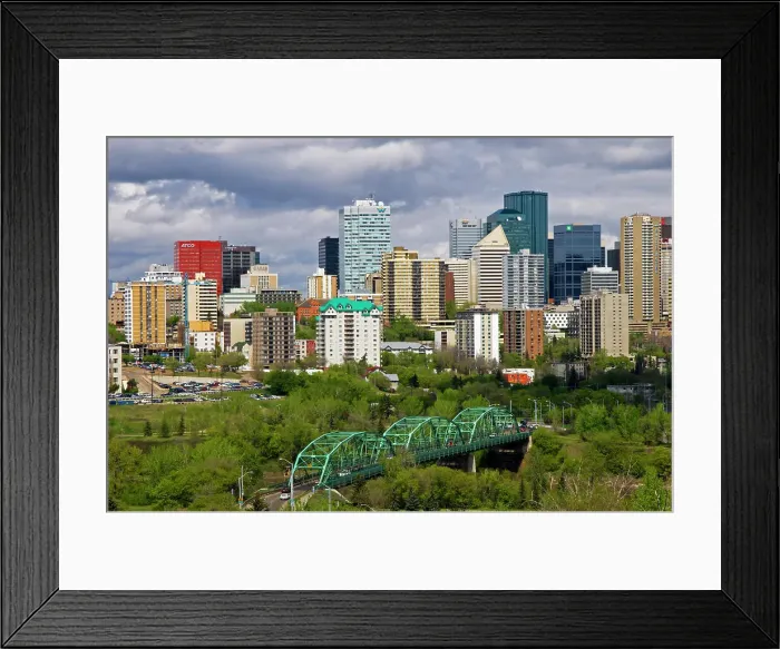Framed Print : Edmonton skyline and the Dawson Bridge that spans the North Saskatchewan River Framed Print : Edmonton skyline and the Dawson Bridge that spans the North Saskatchewan River