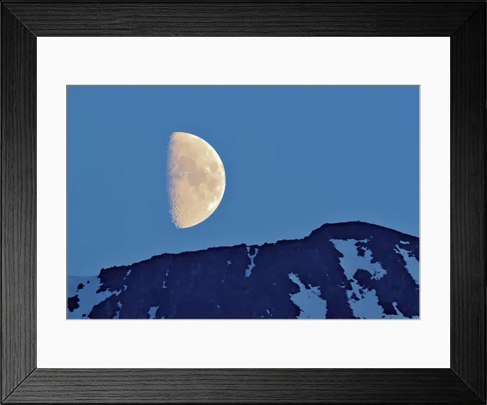 Framed Print : Half moon rising above mountain Stewart Cassiar Highway, British Columbia, Canada Framed Print : Half moon rising above mountain Stewart Cassiar Highway, British Columbia, Canada
