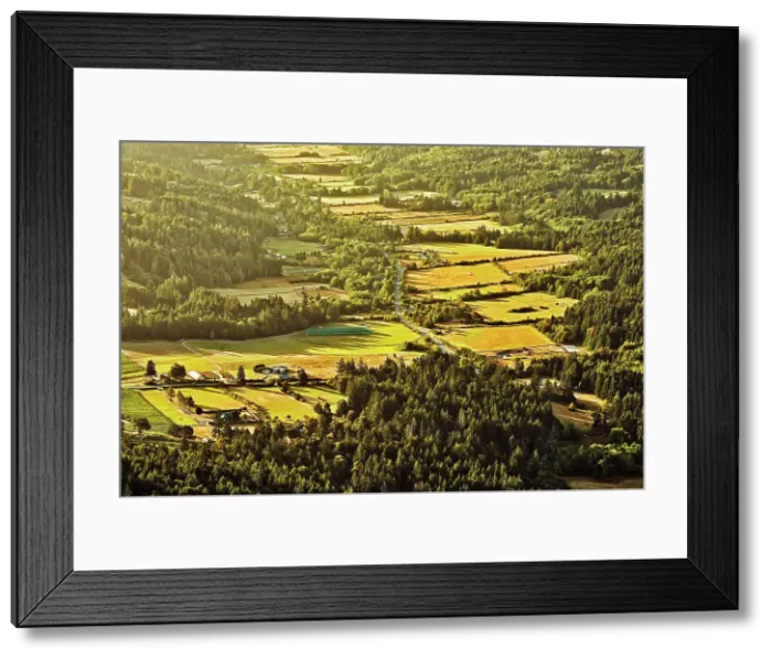 Framed Print : View of farmland from summit of Mount Maxwell. Mount Maxwell Park, Saltspring Island (Gulf Islands), British Columbia, Canada Framed Print : View of farmland from summit of Mount Maxwell. Mount Maxwell Park, Saltspring Island (Gulf Islands), British Columbia, Canada