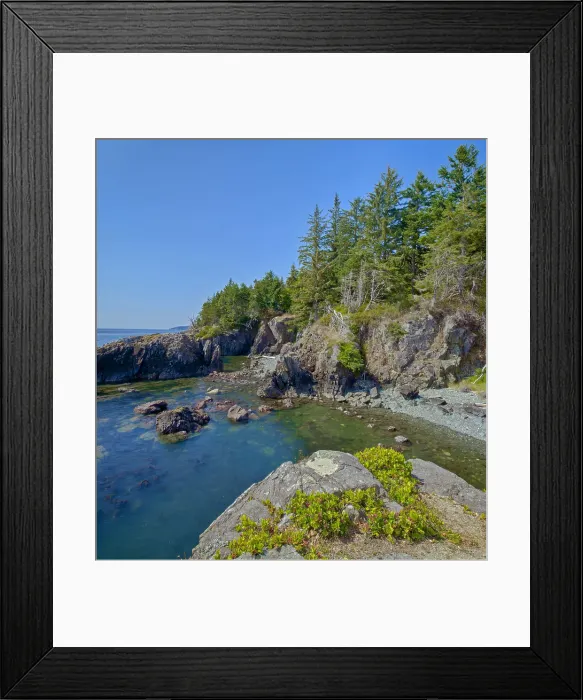 Framed Print : Rocky shoreline at edge of Sandcut Beach. STrait of Juan de Fuca Jordan River Regional Park, British Columbia, Canada Framed Print : Rocky shoreline at edge of Sandcut Beach. STrait of Juan de Fuca Jordan River Regional Park, British Columbia, Canada