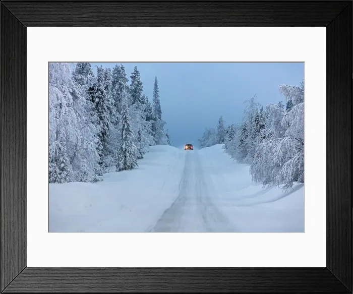 Framed Print : Finland, Lapland, snowy road