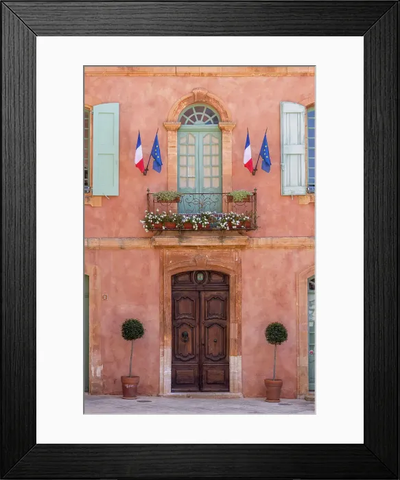 Framed Print : France, Provence-Alpes-Cote d'Azur, Roussillon, the facade of the Mairie in Roussillon Framed Print : France, Provence-Alpes-Cote d'Azur, Roussillon, the facade of the Mairie in Roussillon