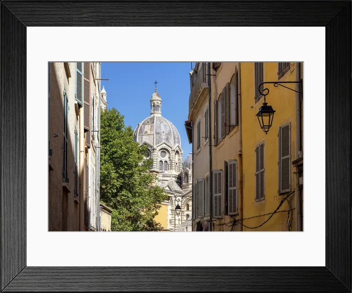 Framed Print : A street in the Panier leads to the Cathedrale de la Major, Mucem, Marseille, Bouches-du-Rhone, France Framed Print : A street in the Panier leads to the Cathedrale de la Major, Mucem, Marseille, Bouches-du-Rhone, France