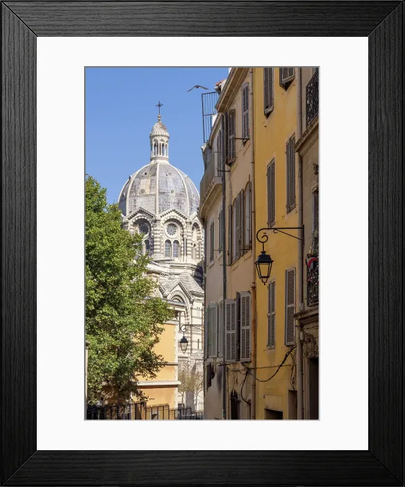 Framed Print : A street in the Panier leads to the Cathedrale de la Major, Mucem, Marseille, Bouches-du-Rhone, France Framed Print : A street in the Panier leads to the Cathedrale de la Major, Mucem, Marseille, Bouches-du-Rhone, France