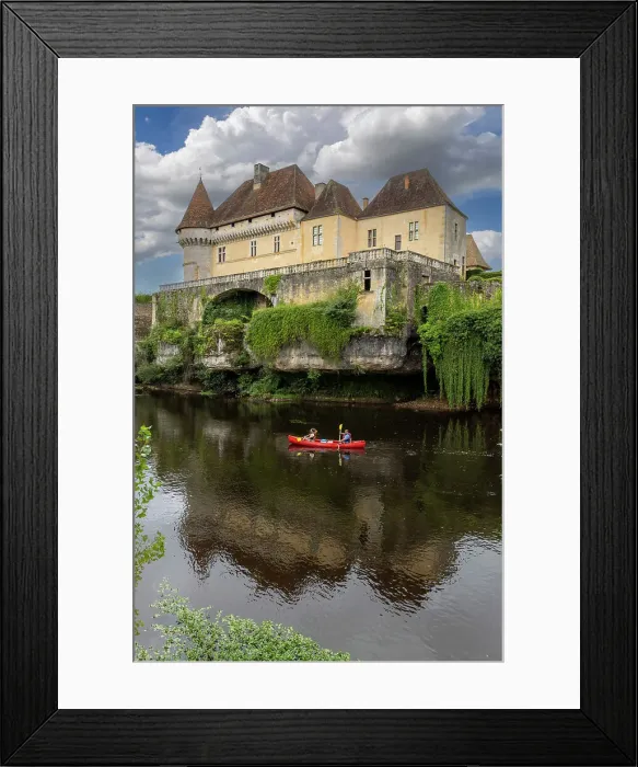 Framed Print : Tourists canoe on the Vezere river, Chateau de Losse, Thenac, Dordogne, Nouvelle-Aquitaine, France Framed Print : Tourists canoe on the Vezere river, Chateau de Losse, Thenac, Dordogne, Nouvelle-Aquitaine, France