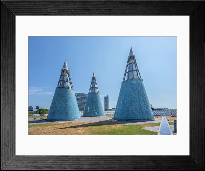 Framed Print : Museumsmeile, Bundeskunsthalle, museum of technology and art, rooftop towers, Bonn, North Rhine-Westphalia, Germany