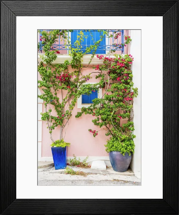 Framed Print : Colourful facade, Assos, Kefalonia, Ionian Islands, Greek Islands, Greece