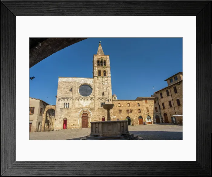 Framed Print : Italy, Umbria. The piazza of the main church of Bevagna with the fountain Framed Print : Italy, Umbria. The piazza of the main church of Bevagna with the fountain
