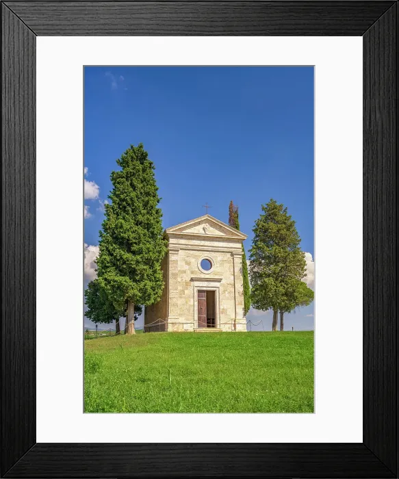 Framed Print : Italy, Tuscany. The tiny chapel of the Madonna di Vitaleta near to San Quirico d'Orcia Framed Print : Italy, Tuscany. The tiny chapel of the Madonna di Vitaleta near to San Quirico d'Orcia