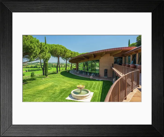 Framed Print : Italy, Tuscany, Siena, The garden and the cellar of the winery Bindella near to Montepulciano Framed Print : Italy, Tuscany, Siena, The garden and the cellar of the winery Bindella near to Montepulciano