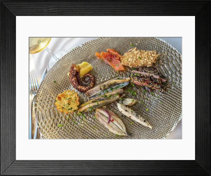 Framed Print : Italy, Tuscany, Elba. Seafood dish with mixed apetizers in a restaurant in Pomonte Framed Print : Italy, Tuscany, Elba. Seafood dish with mixed apetizers in a restaurant in Pomonte