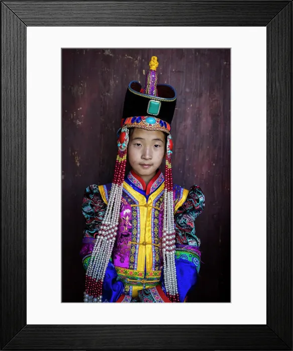 Framed Print : Young girl dressed in traditional clothing, Kharkhorin, Mongolia Framed Print : Young girl dressed in traditional clothing, Kharkhorin, Mongolia