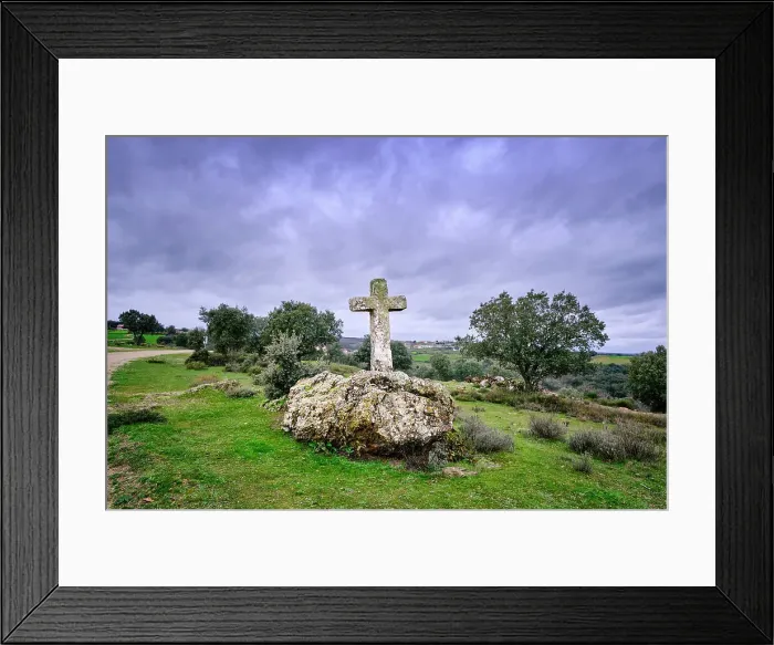 Framed Print : A cross by the road. Vila Cha de Braciosa, Tras-os-Montes. Portugal