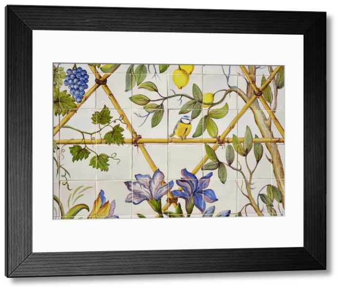 Framed Print : Handicrafted painted tiles by Lidia Medeiros. Vila Fresca de Azeitao, Setubal. Portugal