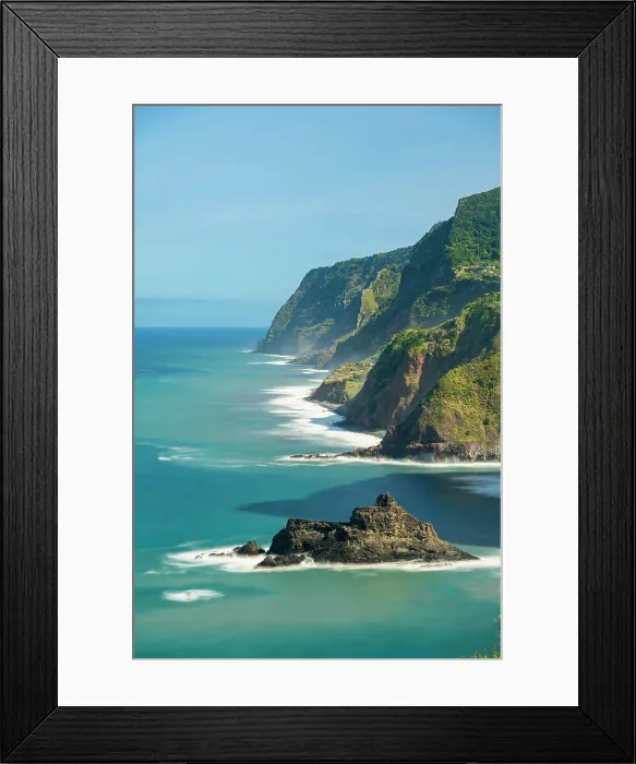 Framed Print : Green cliffs on the northern coast of Madeira near Arco de Sao Jorge, Santana, Madeira, Portugal Framed Print : Green cliffs on the northern coast of Madeira near Arco de Sao Jorge, Santana, Madeira, Portugal