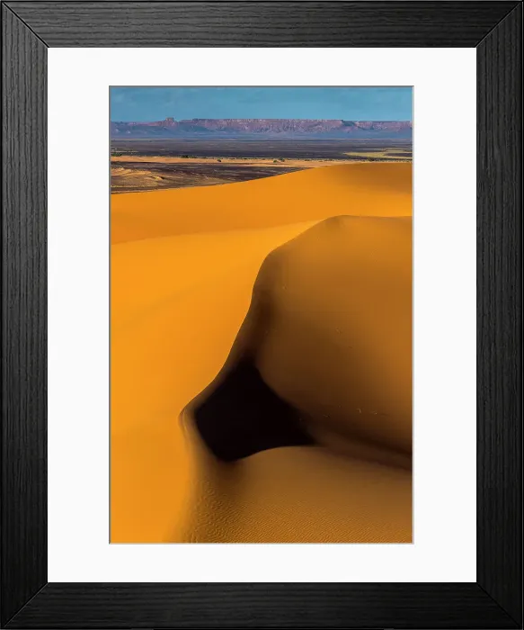 Framed Print : Erg Chebbi dunes in the Sahara Desert, Merzouga, Morocco