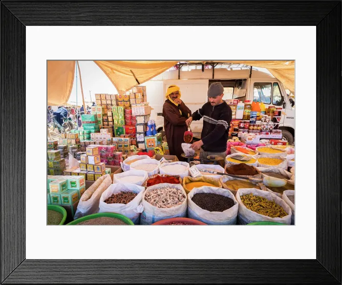 Framed Print : Men at market stall, Skoura, Morocco Framed Print : Men at market stall, Skoura, Morocco