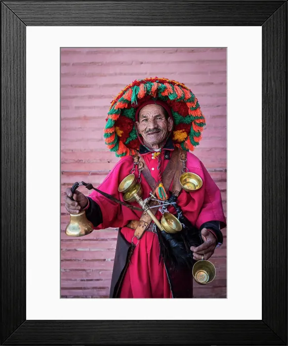 Framed Print : Portrait of water-seller in Djemaa el-Fna, Marrakesh, Morocco Framed Print : Portrait of water-seller in Djemaa el-Fna, Marrakesh, Morocco