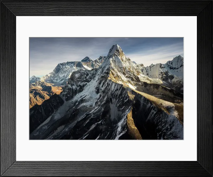 Framed Print : Aerial of Ama Dablam (6, 812m) with Mount Everest in background, Solukhumbu, Nepal Framed Print : Aerial of Ama Dablam (6, 812m) with Mount Everest in background, Solukhumbu, Nepal