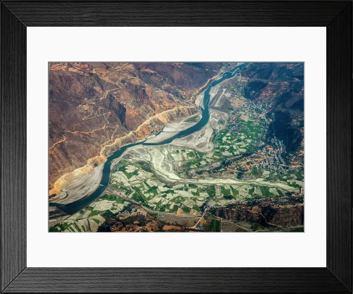 Framed Print : Aerial of villages and fields in the Kathmandu Valley, Nepal Framed Print : Aerial of villages and fields in the Kathmandu Valley, Nepal